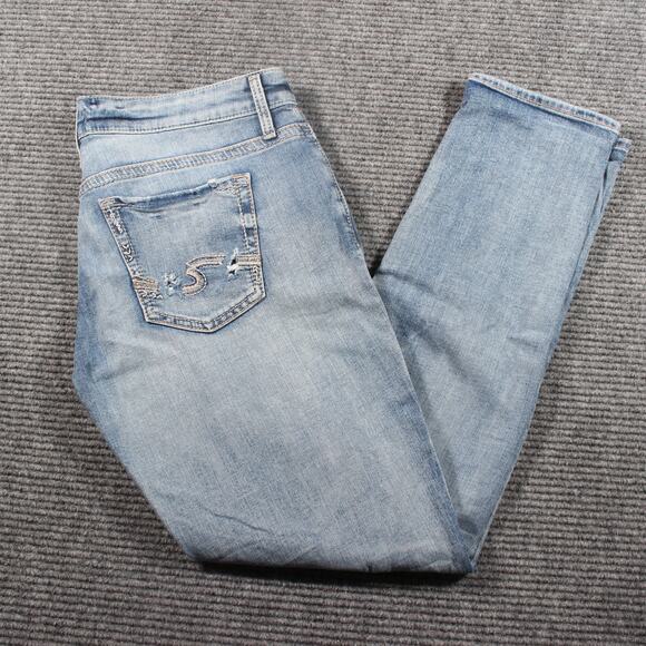 Silver Jeans Boyfriend Womens W29 L27 Light Blue Distressed - Picture 1 of 9